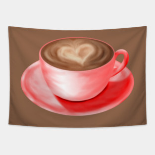 Valentine Love Cappuccino Art Heart Tapestry