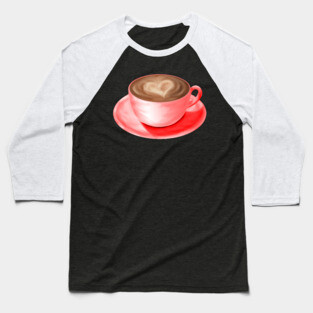 Valentine Love Cappuccino Art Heart Baseball T-Shirt