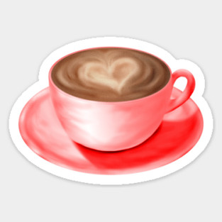 Valentine Love Cappuccino Art Heart Sticker