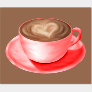 Valentine Love Cappuccino Art Heart Posters and Art
