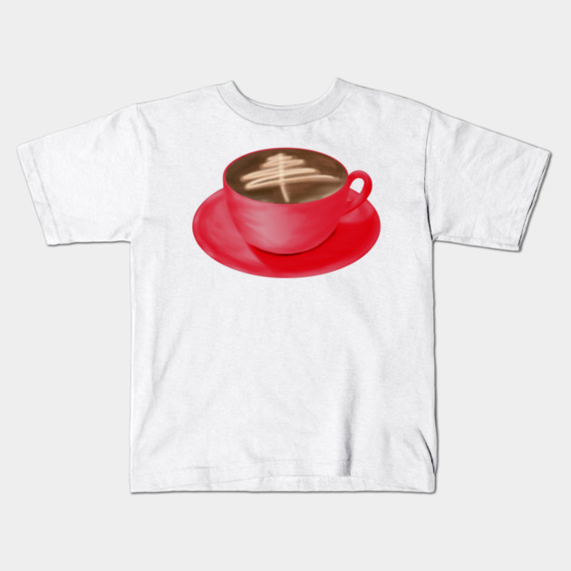 Christmas Cappuccino Art Tree Kids T-Shirt by H. R. Sinclair