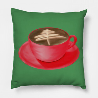 Christmas Cappuccino Art Tree Pillow