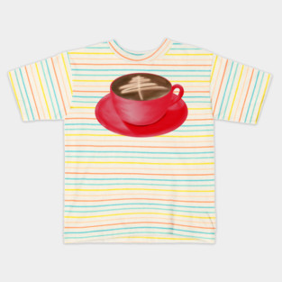 Christmas Cappuccino Art Tree Kids T-Shirt