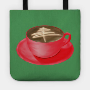Christmas Cappuccino Art Tree Tote