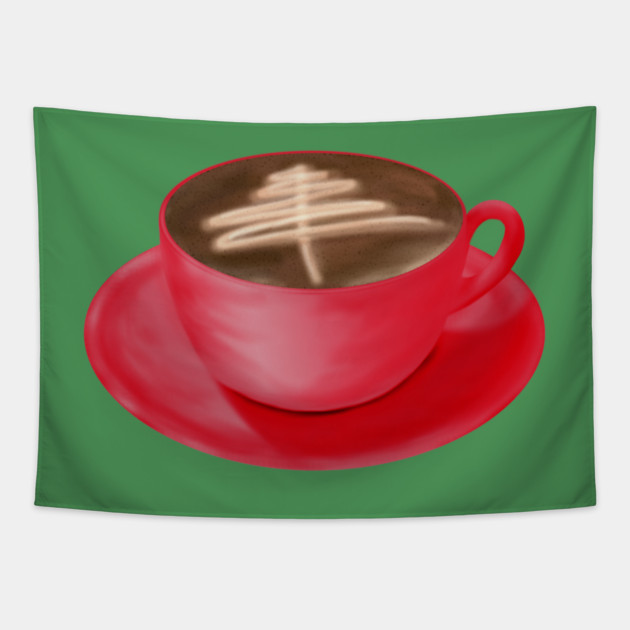 Christmas Cappuccino Art Tree Tapestry by H. R. Sinclair