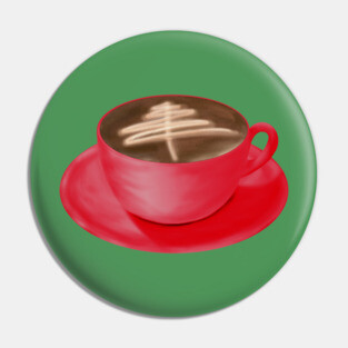 Christmas Cappuccino Art Tree Pin