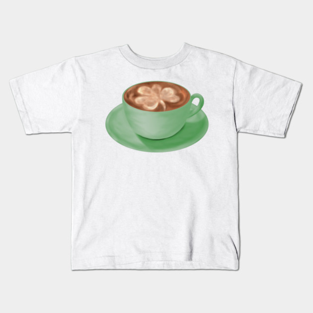 St. Patrick's Day Shamrock Cappuccino Art Kids T-Shirt by H. R. Sinclair