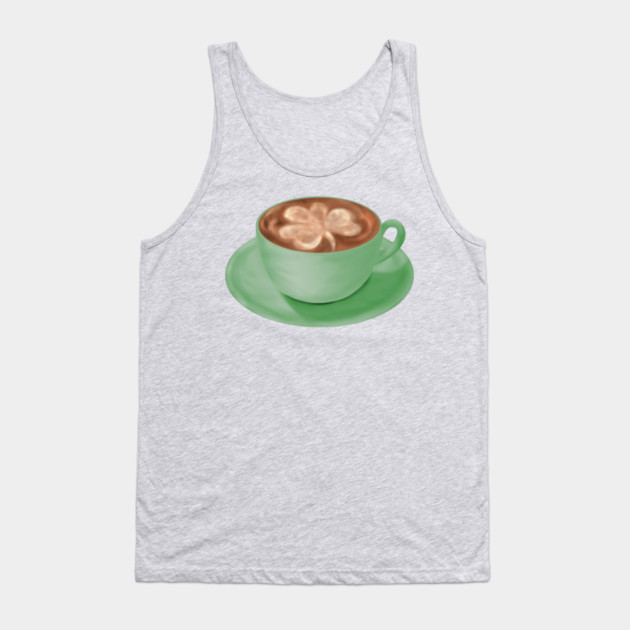 St. Patrick's Day Shamrock Cappuccino Art Tank Top by H. R. Sinclair
