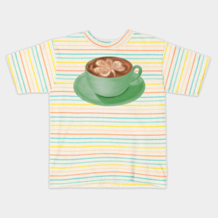 St. Patrick's Day Shamrock Cappuccino Art Kids T-Shirt