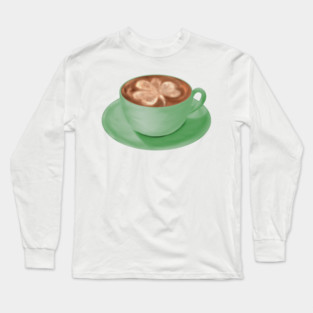 St. Patrick's Day Shamrock Cappuccino Art Long Sleeve T-Shirt