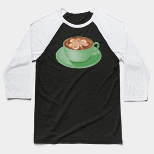 St. Patrick's Day Shamrock Cappuccino Art Baseball T-Shirt