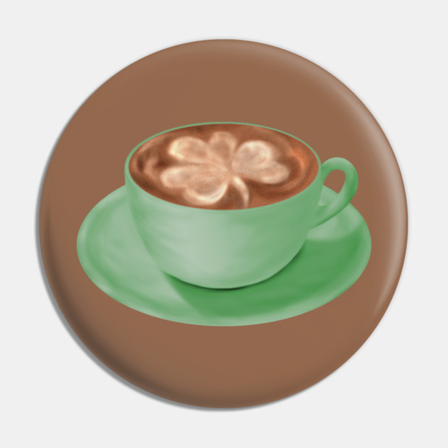 St. Patrick's Day Shamrock Cappuccino Art Pin by H. R. Sinclair