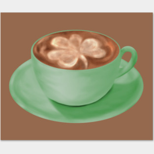 St. Patrick's Day Shamrock Cappuccino Art Posters and Art