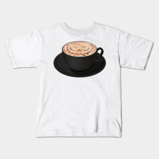 Halloween Cappuccino Art, jack o'lantern face Kids T-Shirt