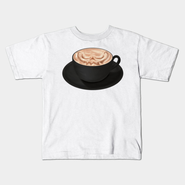 Halloween Cappuccino Art, jack o'lantern face Kids T-Shirt by H. R. Sinclair