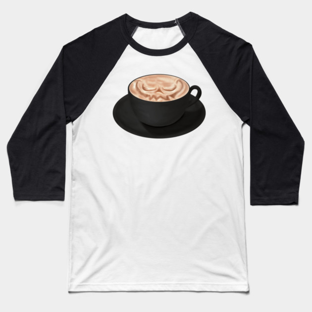 Halloween Cappuccino Art, jack o'lantern face Baseball T-Shirt by H. R. Sinclair