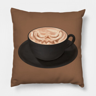 Halloween Cappuccino Art, jack o'lantern face Pillow