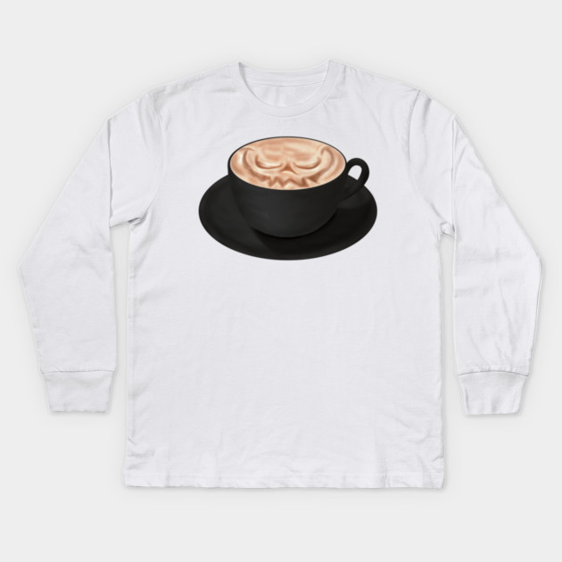 Halloween Cappuccino Art, jack o'lantern face Kids Long Sleeve T-Shirt by H. R. Sinclair