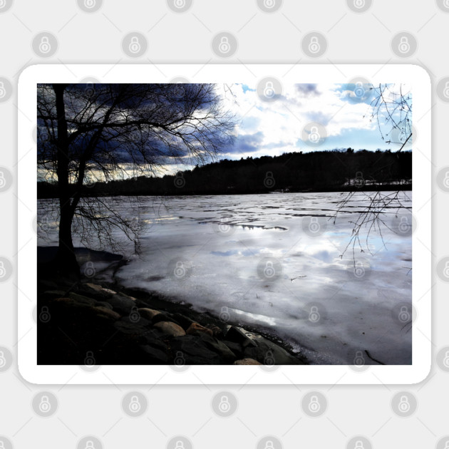 Frozen Jamaica Pond, Jamaica Plains Sticker by H. R. Sinclair