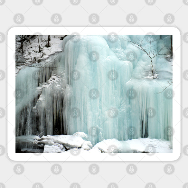 Frozen Waterfall, blue Sticker by H. R. Sinclair