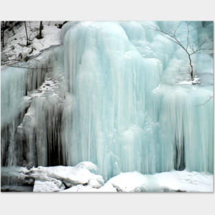 Frozen Waterfall, blue Posters and Art