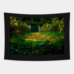Nasturtiums in Monet's Garden, Giverny, France Tapestry