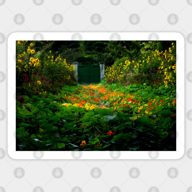 Nasturtiums in Monet's Garden, Giverny, France Sticker by H. R. Sinclair