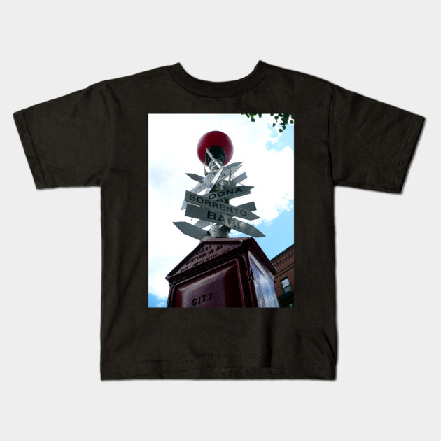 Iconic North End Signpost Kids T-Shirt by H. R. Sinclair