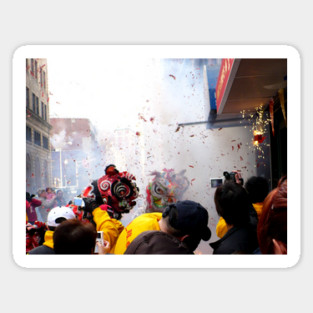 Chinese New Year Firecrackers & Lions Sticker