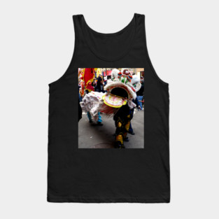 White Chinese Lion Dancer, head Tank Top