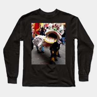 White Chinese Lion Dancer, head Long Sleeve T-Shirt
