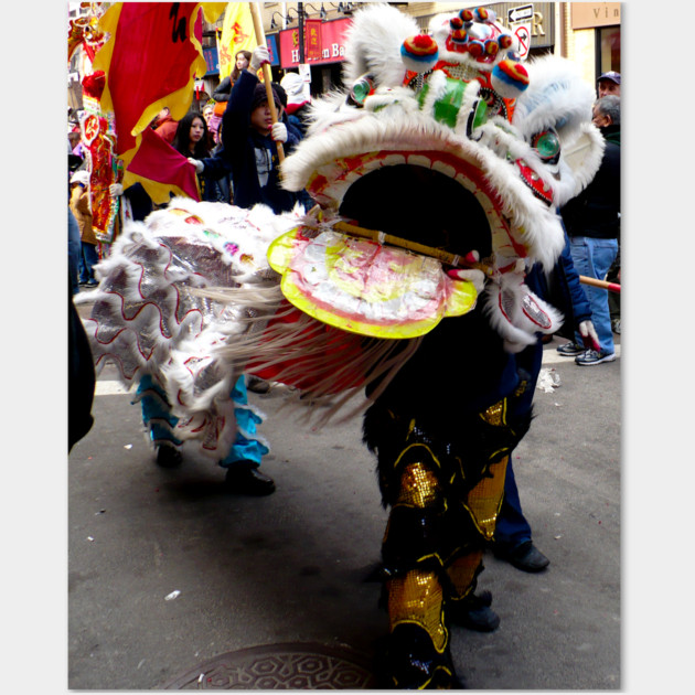 White Chinese Lion Dancer, head Wall Art by H. R. Sinclair