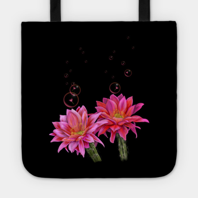 Colorful Cactus Flowers with Bubbles Tote by H. R. Sinclair