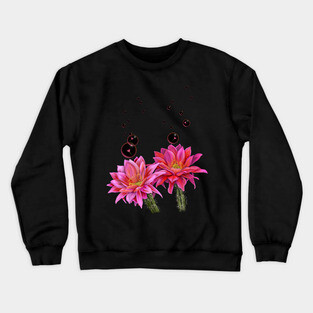 Colorful Cactus Flowers with Bubbles Crewneck Sweatshirt