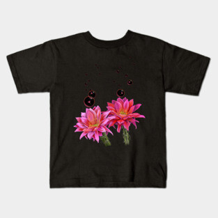 Colorful Cactus Flowers with Bubbles Kids T-Shirt