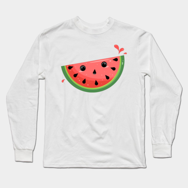 Shocked Kawaii Watermelon Long Sleeve T-Shirt by H. R. Sinclair