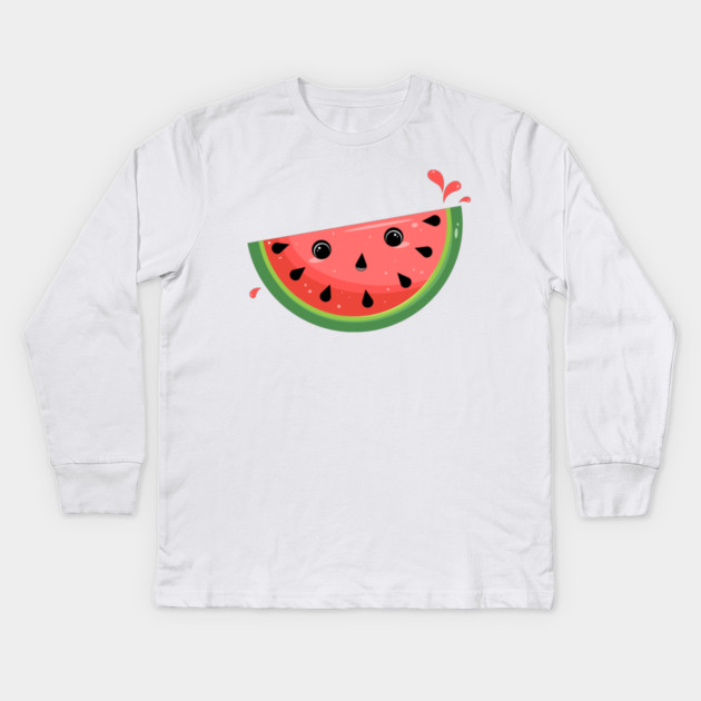 Shocked Kawaii Watermelon Kids Long Sleeve T-Shirt by H. R. Sinclair