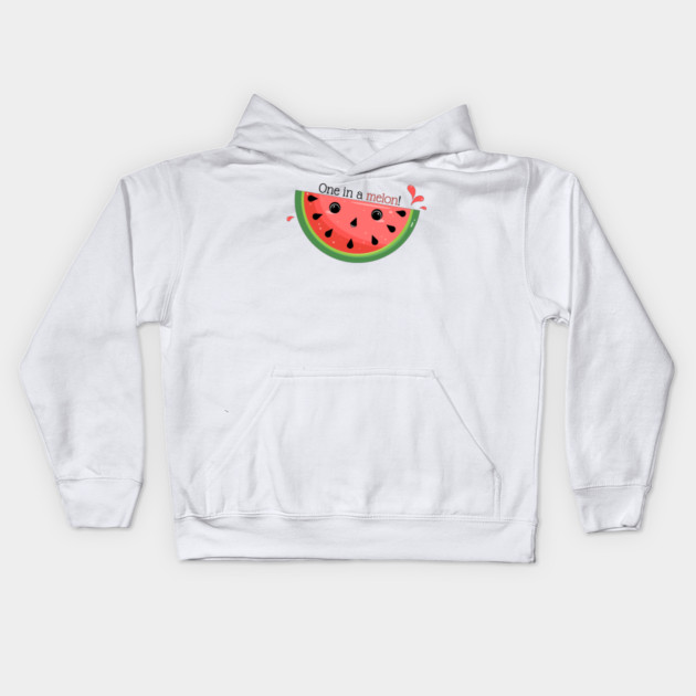 Cute Watermelon Pun, One in a melon! Kids Hoodie by H. R. Sinclair