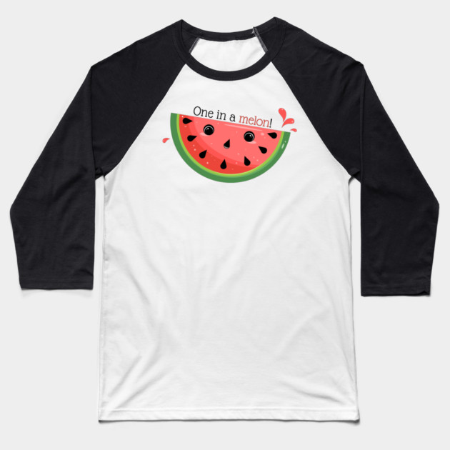 Cute Watermelon Pun, One in a melon! Baseball T-Shirt by H. R. Sinclair