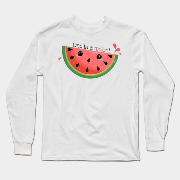 Cute Watermelon Pun, One in a melon! Long Sleeve T-Shirt by H. R. Sinclair