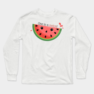 Cute Watermelon Pun, One in a melon! Long Sleeve T-Shirt
