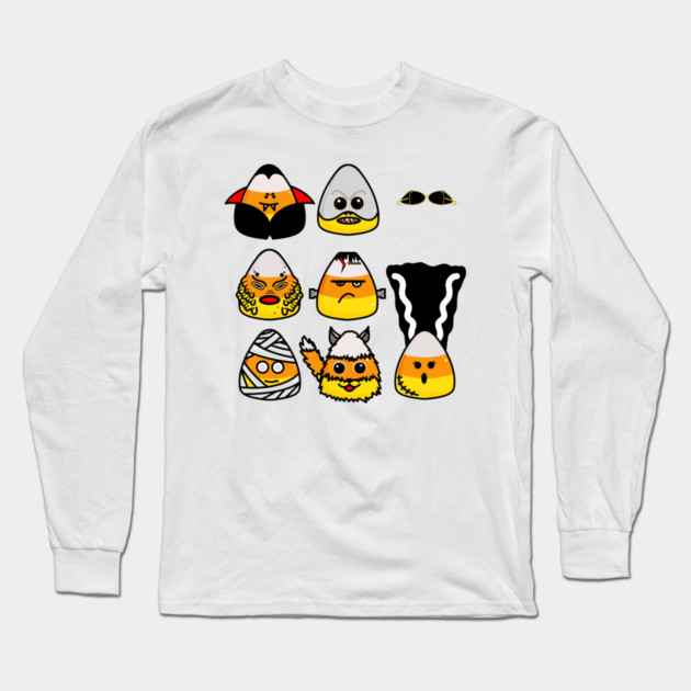 Classic Hollywood Monsters Candy Corn Long Sleeve T-Shirt by H. R. Sinclair