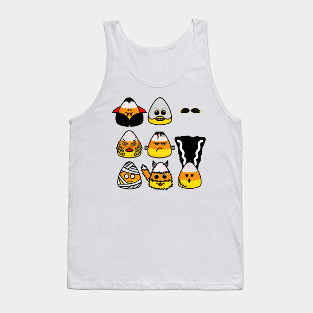 Classic Hollywood Monsters Candy Corn Tank Top by H. R. Sinclair