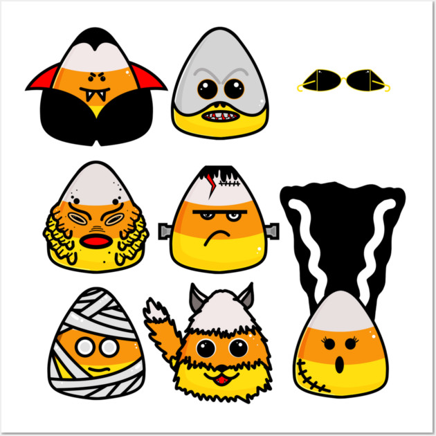 Classic Hollywood Monsters Candy Corn Wall Art by H. R. Sinclair