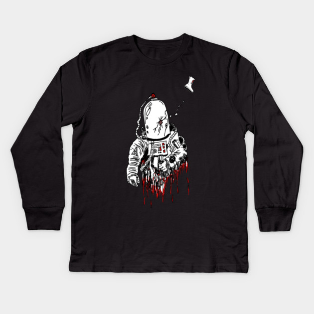 Space Horror, spacesuit Kids Long Sleeve T-Shirt by H. R. Sinclair