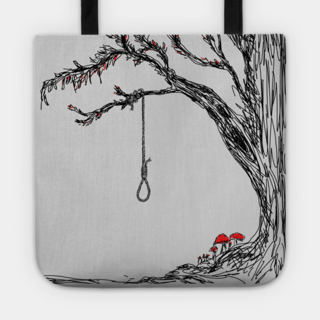 Illustration hangman's noose & mushrooms Tote by H. R. Sinclair