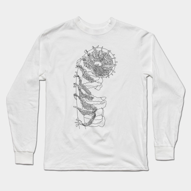 Fiddlehead Fern Illustration Long Sleeve T-Shirt by H. R. Sinclair