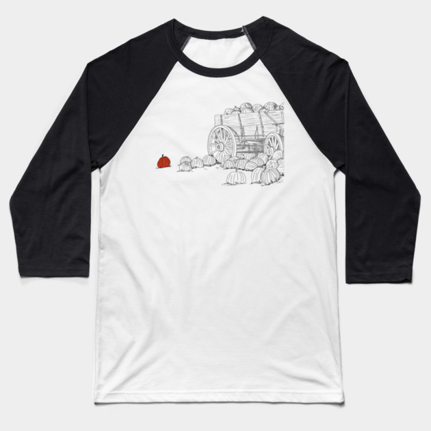 Pumpkin Patch Wagon Baseball T-Shirt by H. R. Sinclair