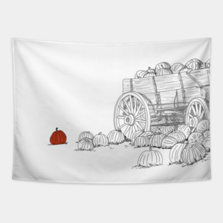 Pumpkin Patch Wagon Tapestry