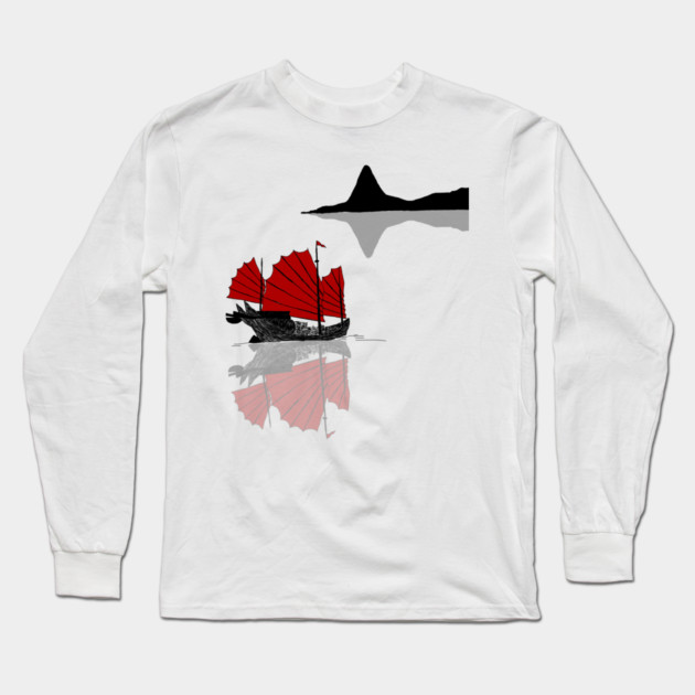 Chinese Junk Ship Long Sleeve T-Shirt by H. R. Sinclair